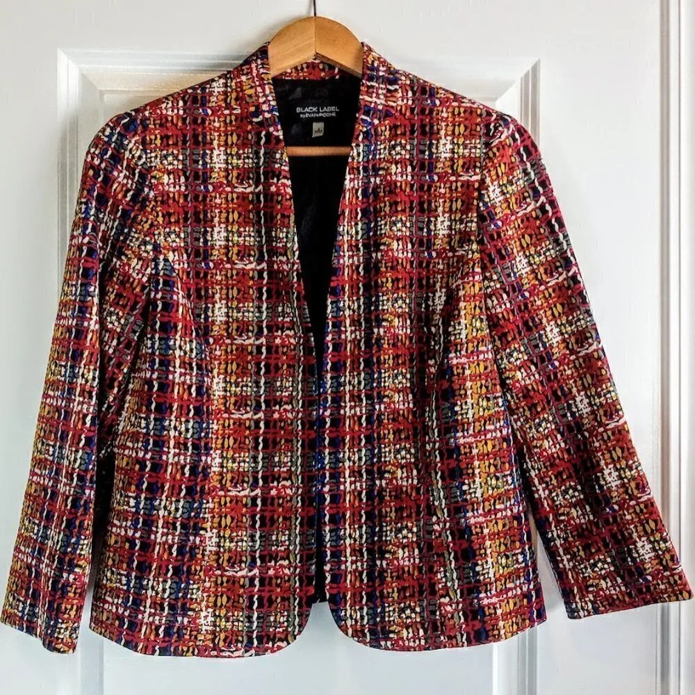 Black Label Evan Picone Multicolor Abstract Print Blazer Jacket